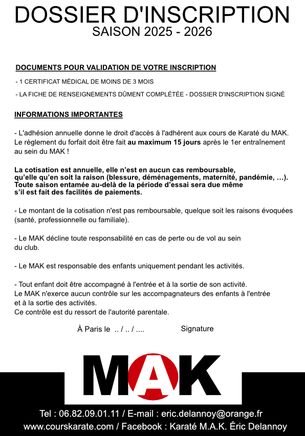 MAK Club Karaté Paris